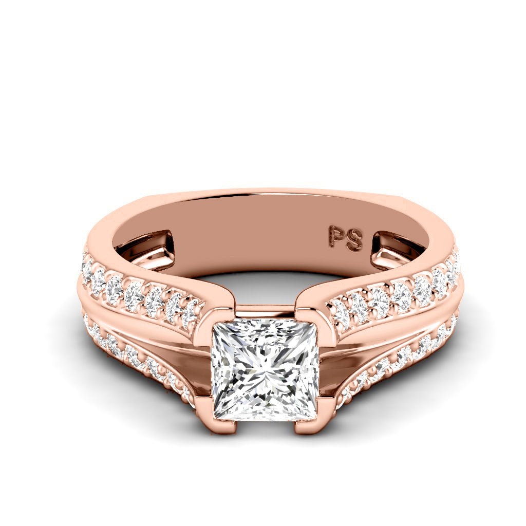 1.35 - 2.50 CT Princess & Round Cut Natural Diamonds - Engagement Ring - Primestyle.com