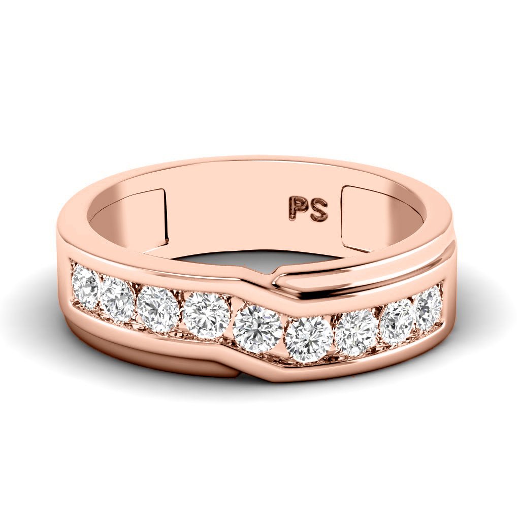 0.65 CT Round Cut Natural Diamonds - Mens Wedding Bands - Primestyle.com