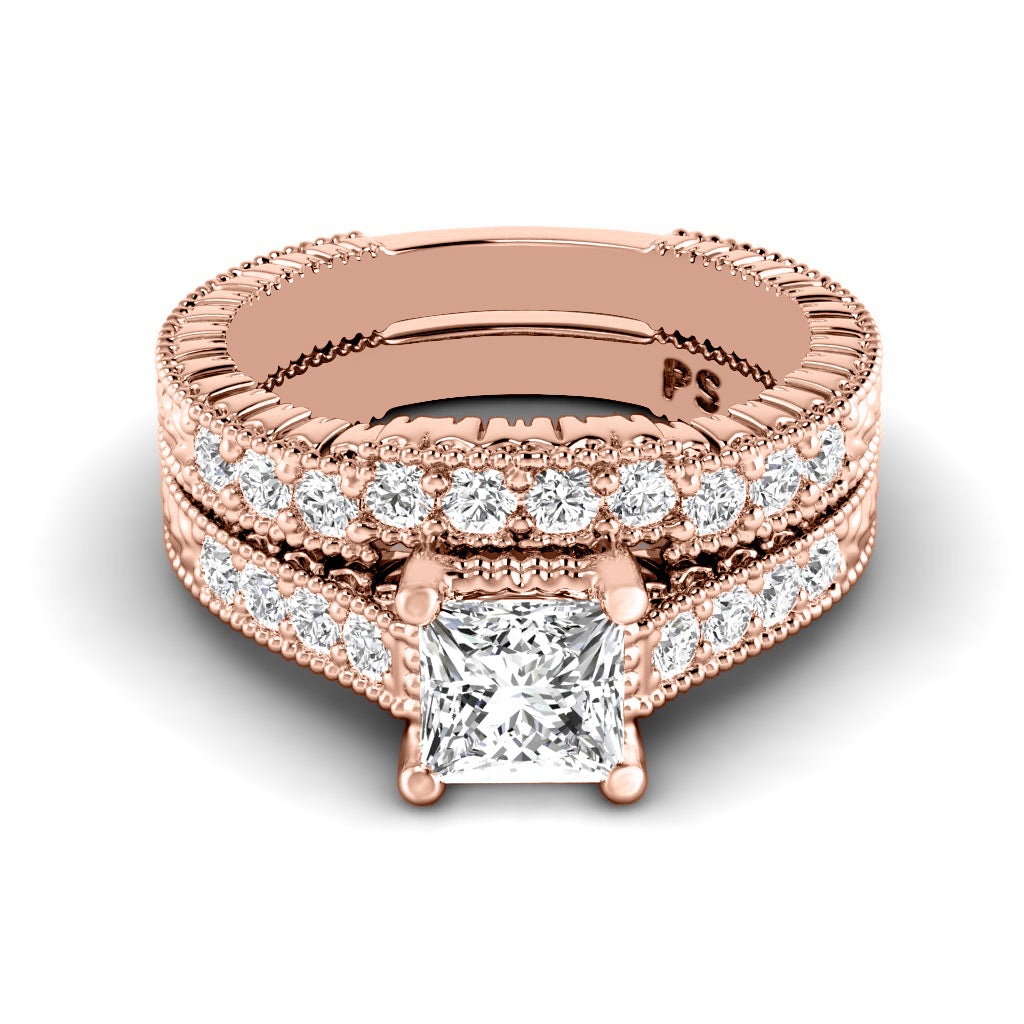 1.00-2.15 CT Round & Princess Cut Diamonds - Bridal Set