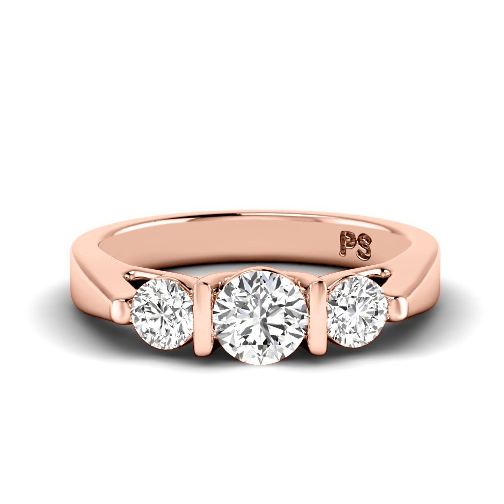 0.70 CT Round Cut Natural Diamonds - Three Stone Rings - Primestyle.com