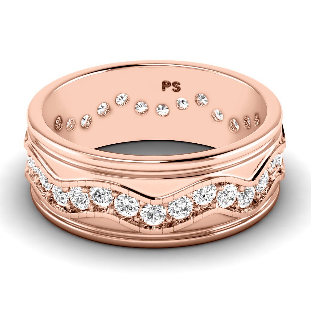 1.50 CT Round Cut Lab Grown Diamonds - Mens Wedding Band - Primestyle.com