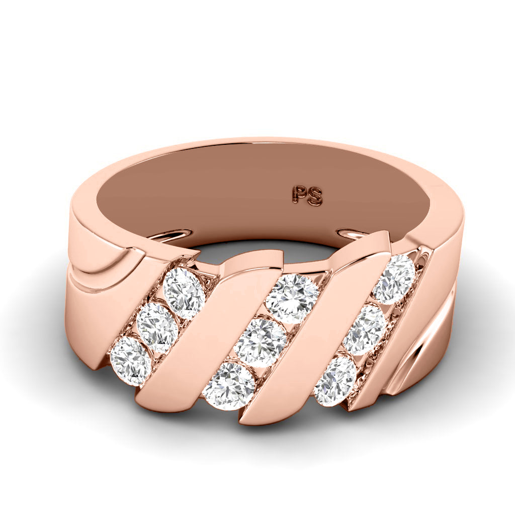 0.85 CT Round Cut Lab Grown Diamonds - Mens Wedding Band