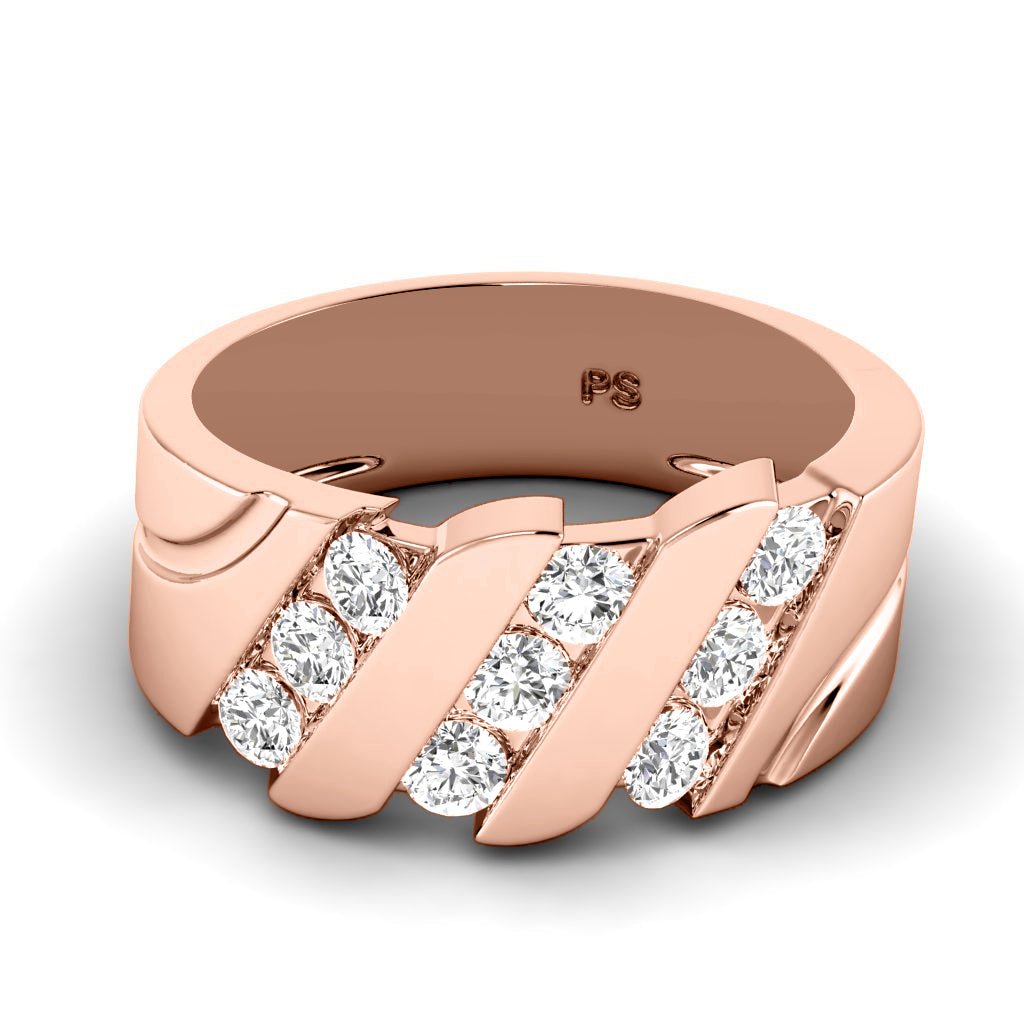 0.85 CT Round Cut Lab Grown Diamonds - Mens Wedding Band - Primestyle.com