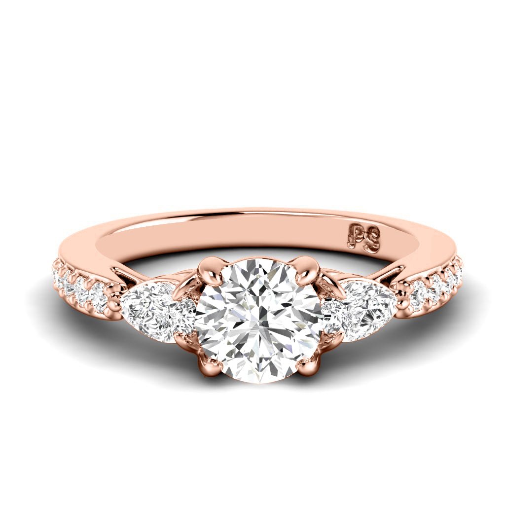 0.85-2.00 CT Pear & Round Cut Natural Diamonds - Engagement Ring