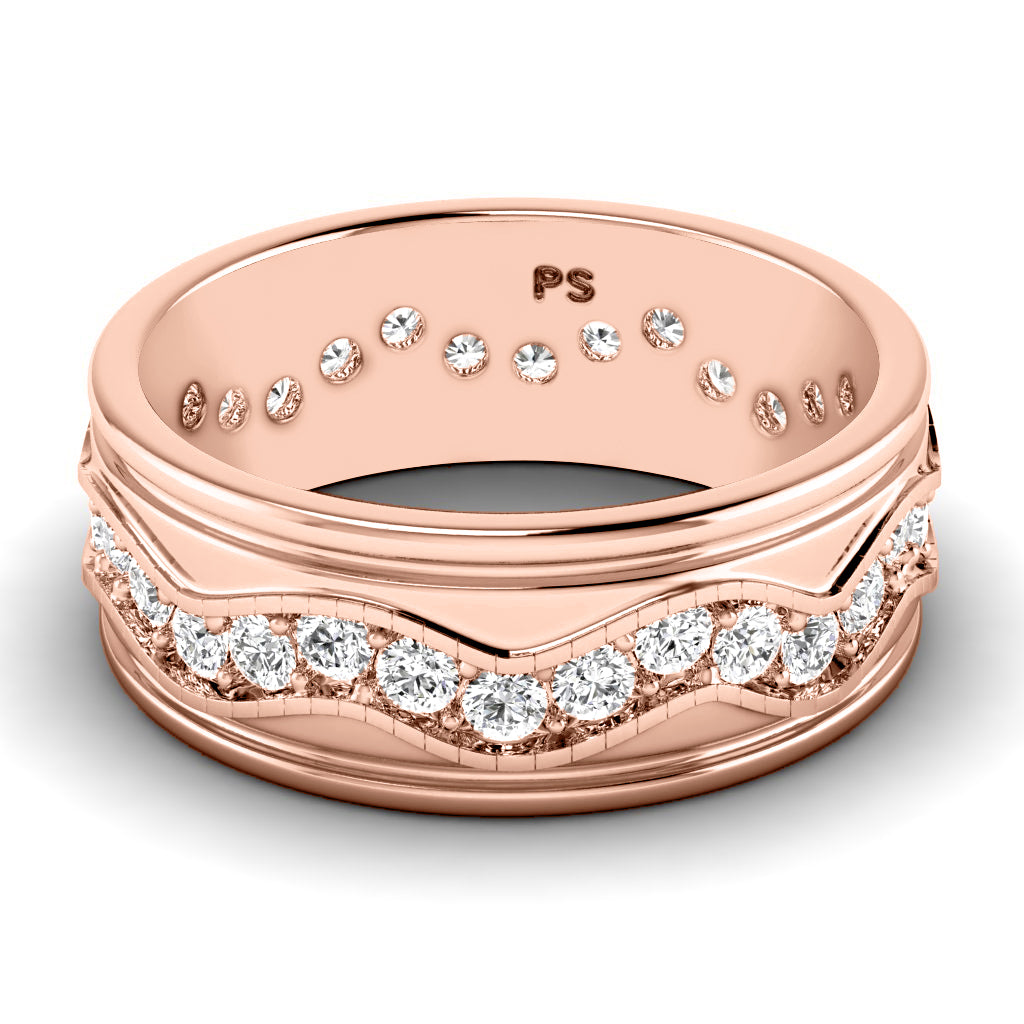 1.50 CT Round Cut Diamonds - Mens Wedding Band