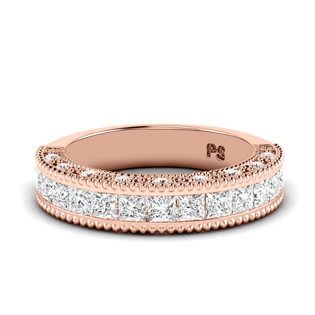 1.50 CT Princess & Round Cut Natural Diamonds - Wedding Band