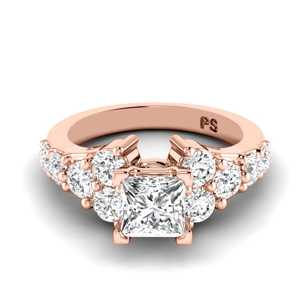 1.90-7.40 CT Princess & Round Cut Lab Grown Diamonds - Engagement Ring