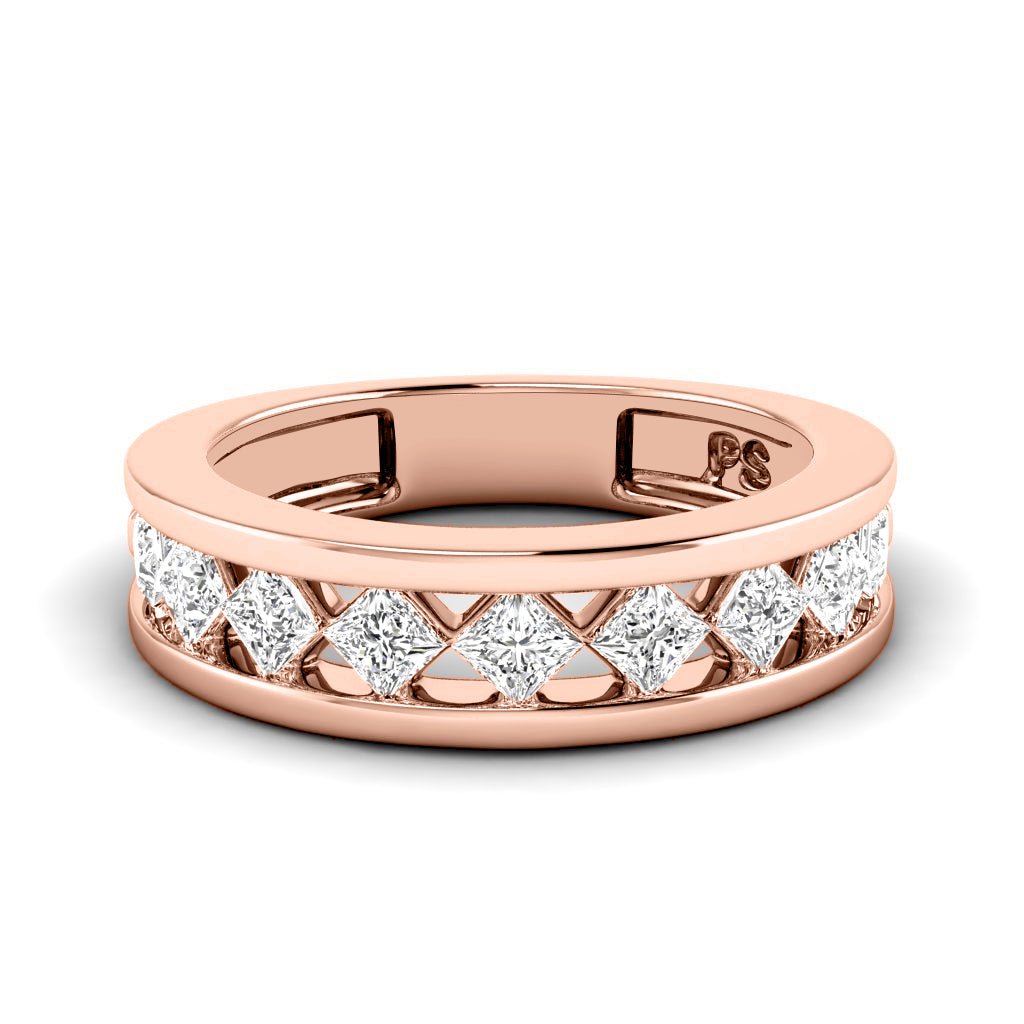 0.90 CT Princess Cut Lab Grown Diamonds - Wedding Band - Primestyle.com