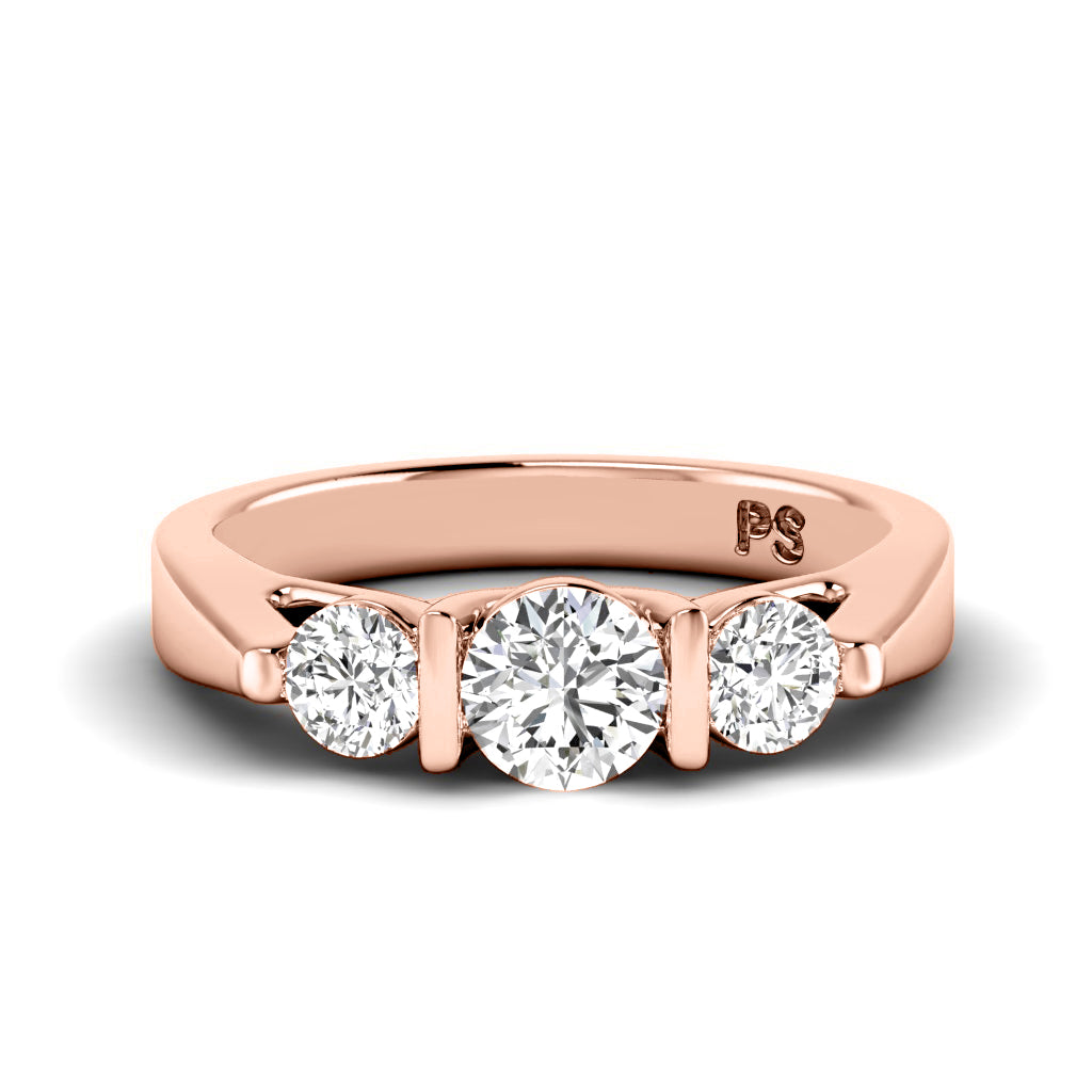 0.70 CT Round Cut Lab Grown Diamonds - Three Stone Ring