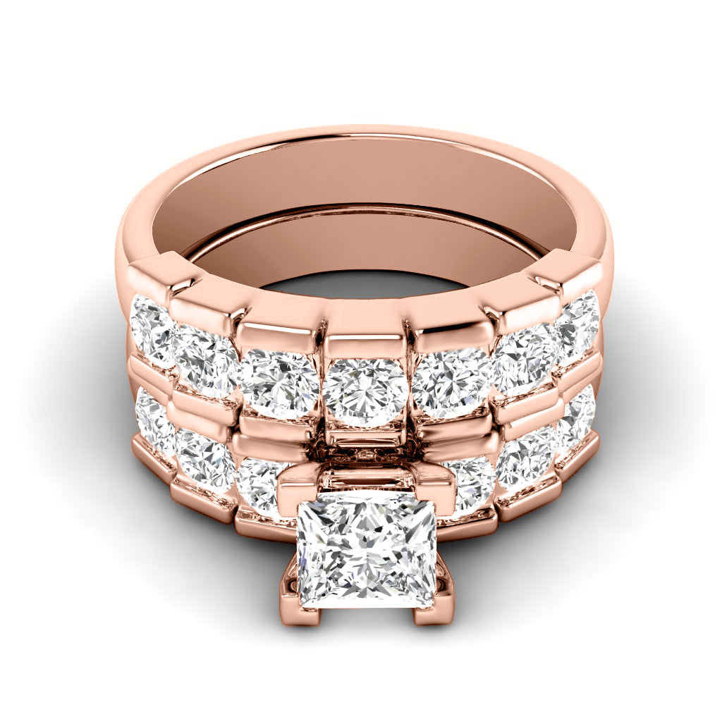 2.20-3.35 CT Round & Princess Cut Diamonds - Bridal Set