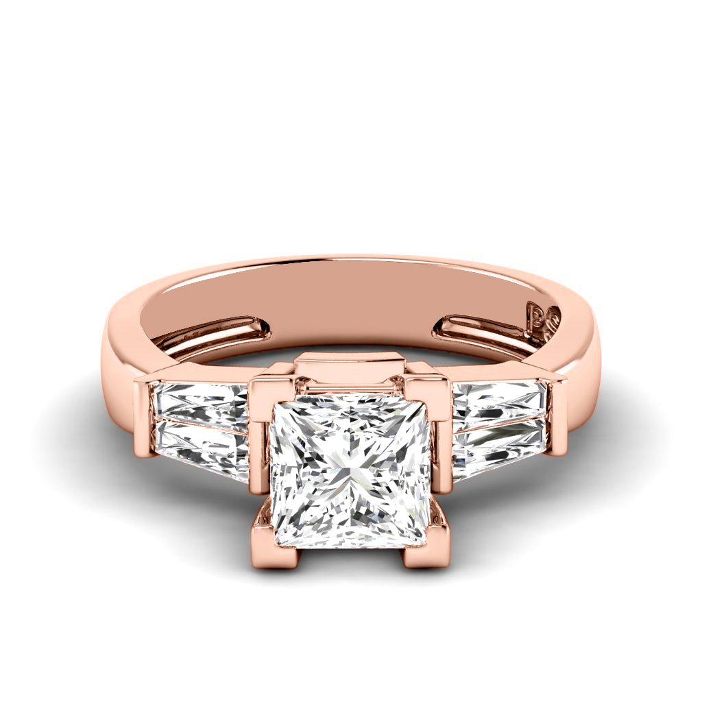 0.75 - 1.90 CT Princess & Taper Cut Natural Diamonds - Engagement Ring - Primestyle.com