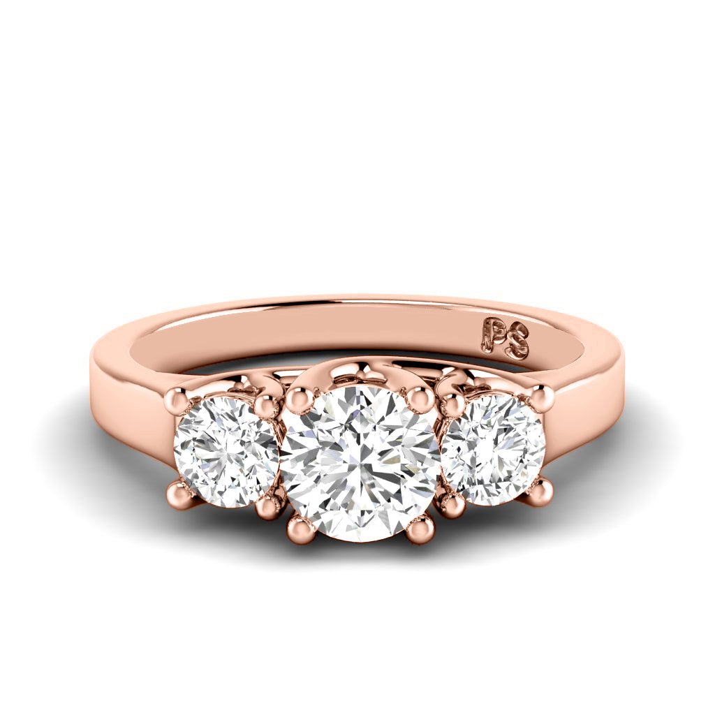 0.90 CT Round Cut Natural Diamonds - Three Stone Rings
