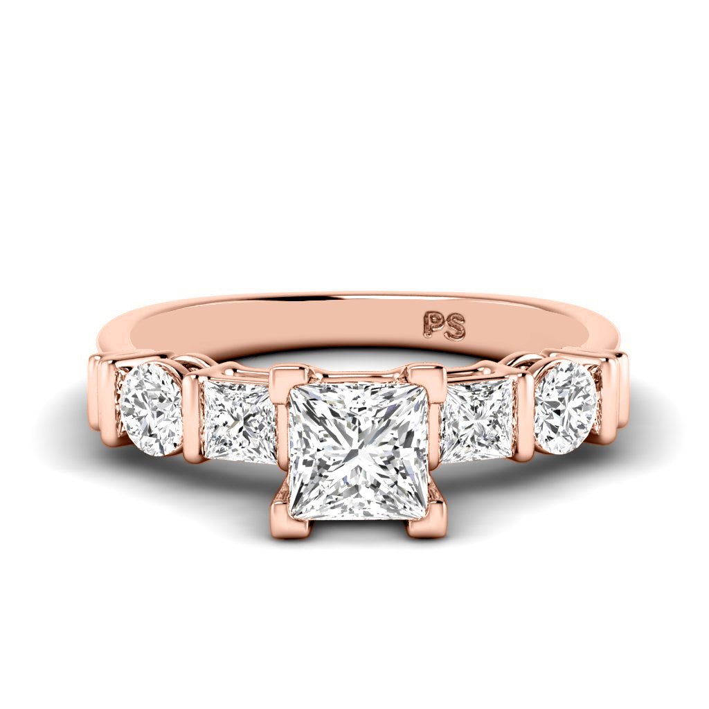 1.20 - 6.70 CT Princess & Round Cut Diamonds - Engagement Ring - Primestyle.com