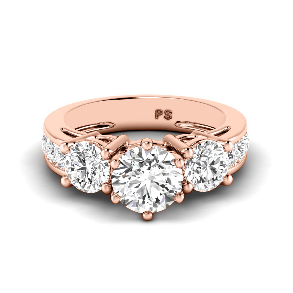 1.15-2.30 CT Princess & Round Cut Natural Diamonds - Engagement Ring