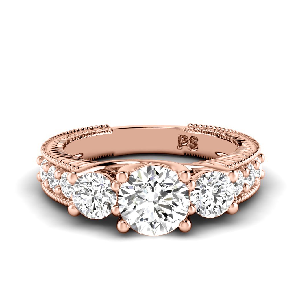 1.25 - 1.55 CT Round Cut Lab Grown Diamonds - Three Stone Ring - Primestyle.com