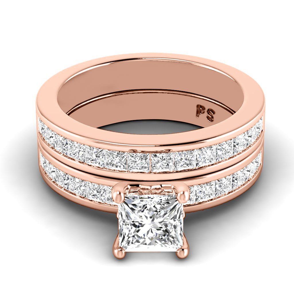 2.10-3.25 CT Princess Cut Natural Diamonds - Bridal Set