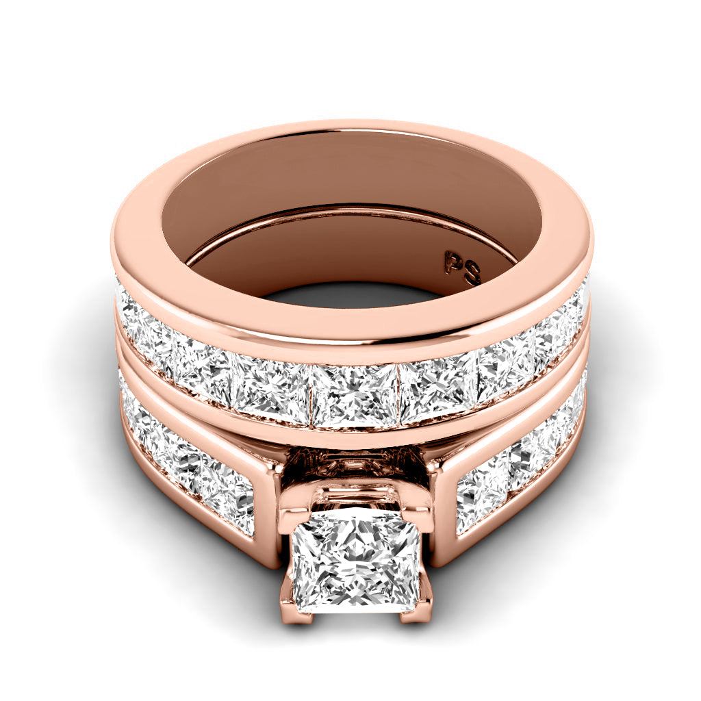 5.25-6.40 CT Princess Cut Natural Diamonds - Bridal Set