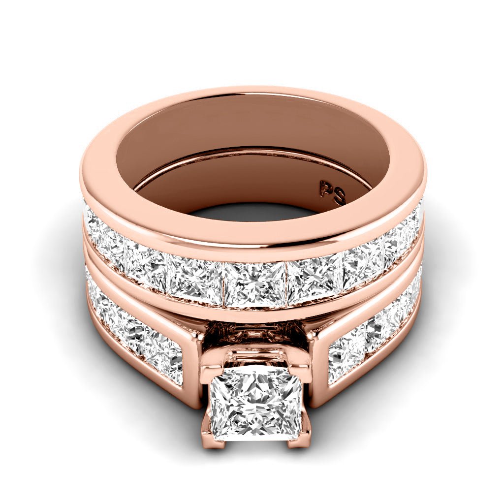 5.25-6.40 CT Princess Cut Natural Diamonds - Bridal Set