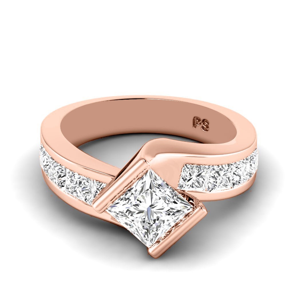 2.10-7.60 CT Princess Cut Diamonds - Engagement Ring