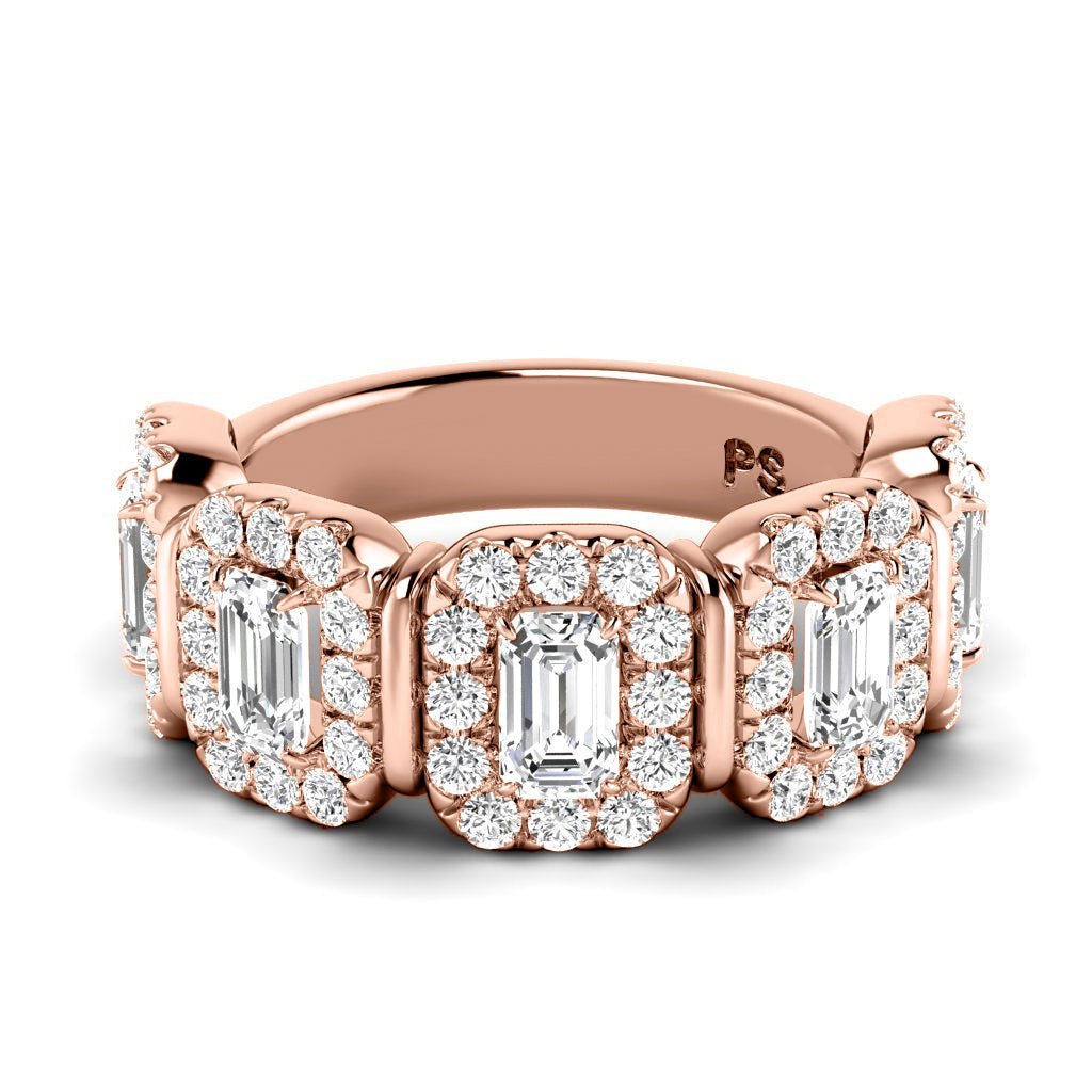 2.20 CT Round & Emerald Cut Lab Grown Diamonds - Wedding Band - Primestyle.com