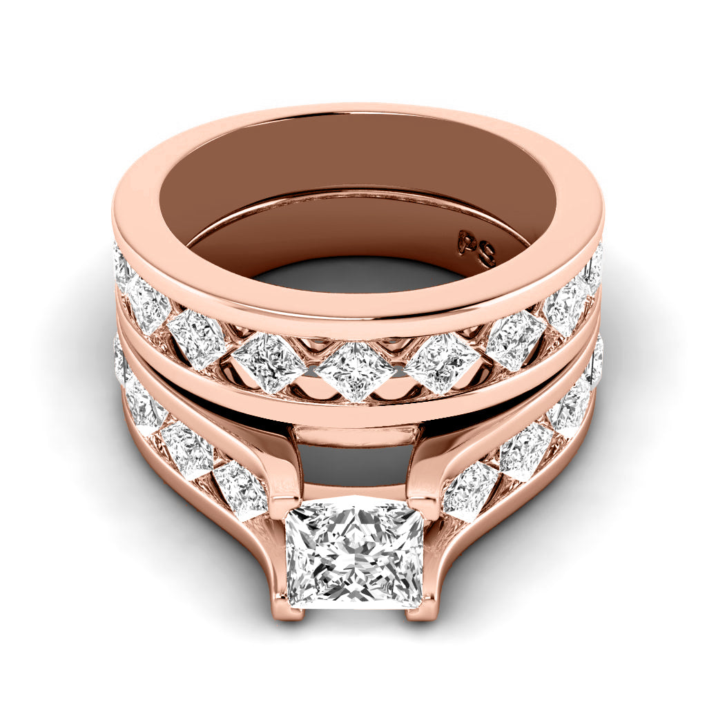 2.05-3.20 CT Princess Cut Natural Diamonds - Bridal Set