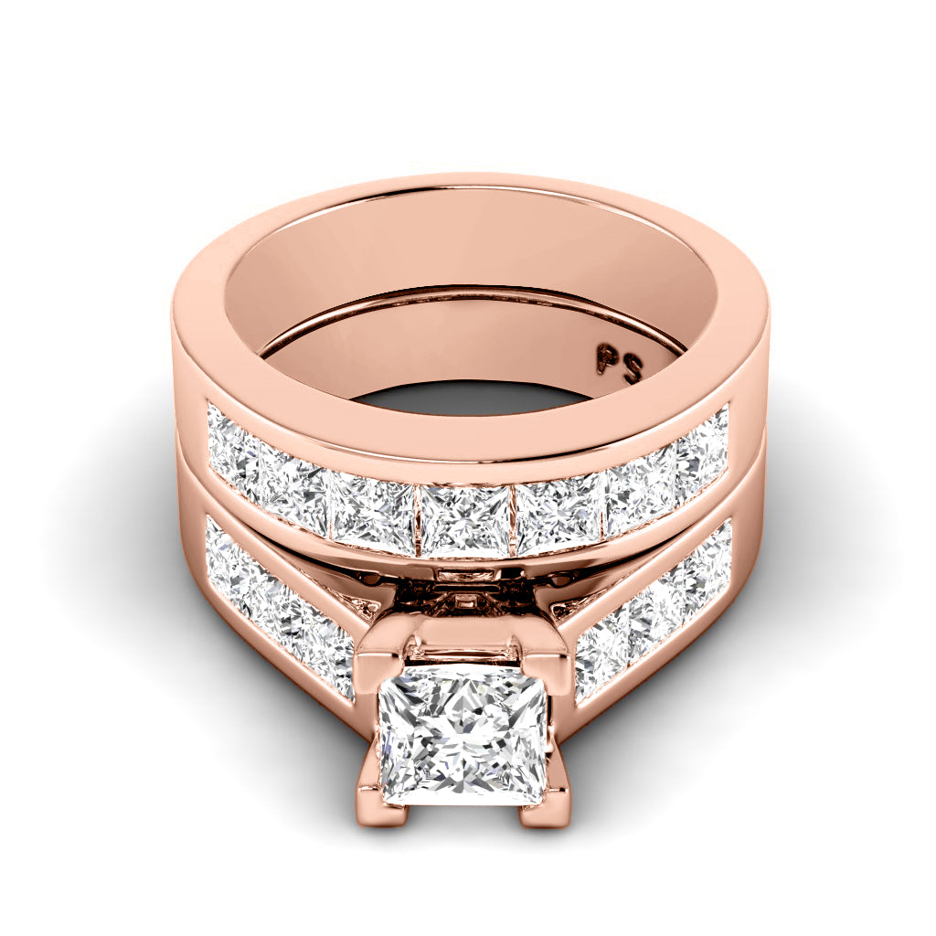 2.60-3.75 CT Princess Cut Natural Diamonds - Bridal Set