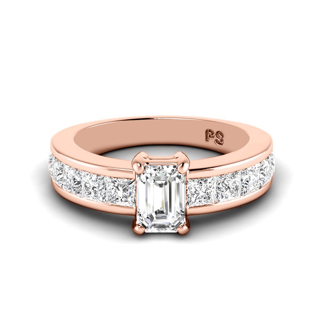 1.85-3.00 CT Emerald & Princess Cut Natural Diamonds - Engagement Ring
