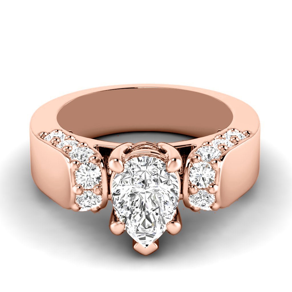1.00 - 2.15 CT Pear & Round Cut Natural Diamonds - Engagement Ring - Primestyle.com