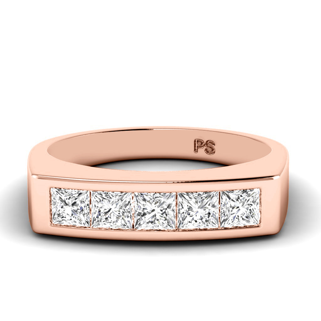 1.00 CT Princess Cut Diamonds - Mens Wedding Band