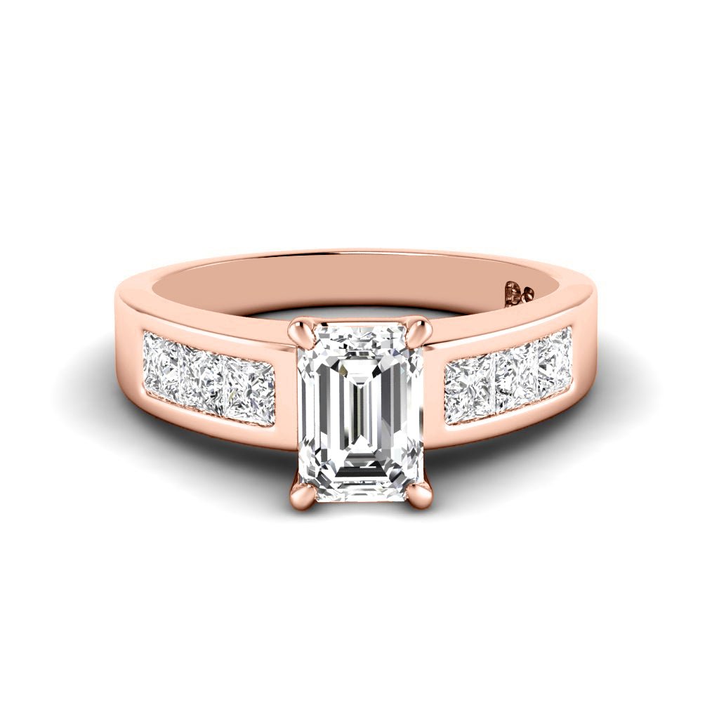 1.15 - 2.30 CT Emerald & Princess Cut Natural Diamonds - Engagement Ring - Primestyle.com