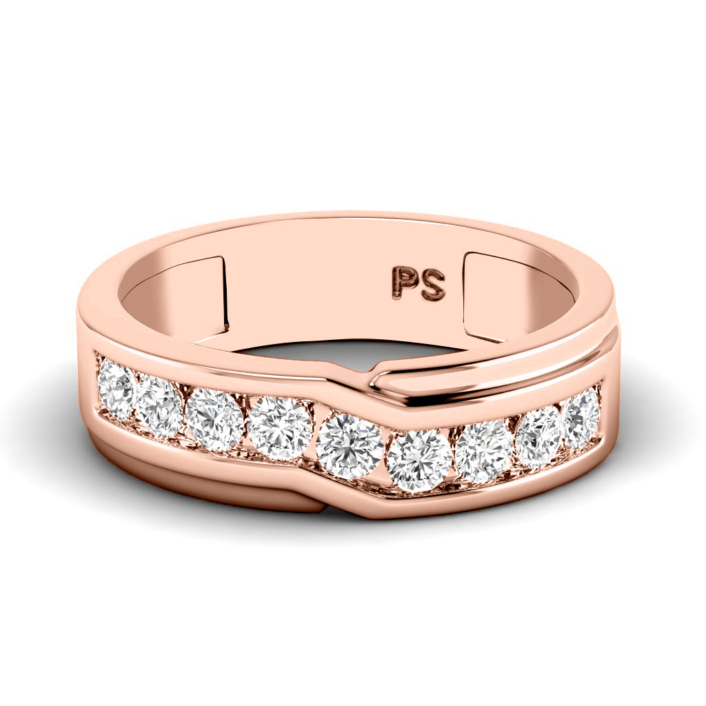 0.65 CT Round Cut Lab Grown Diamonds - Mens Wedding Band