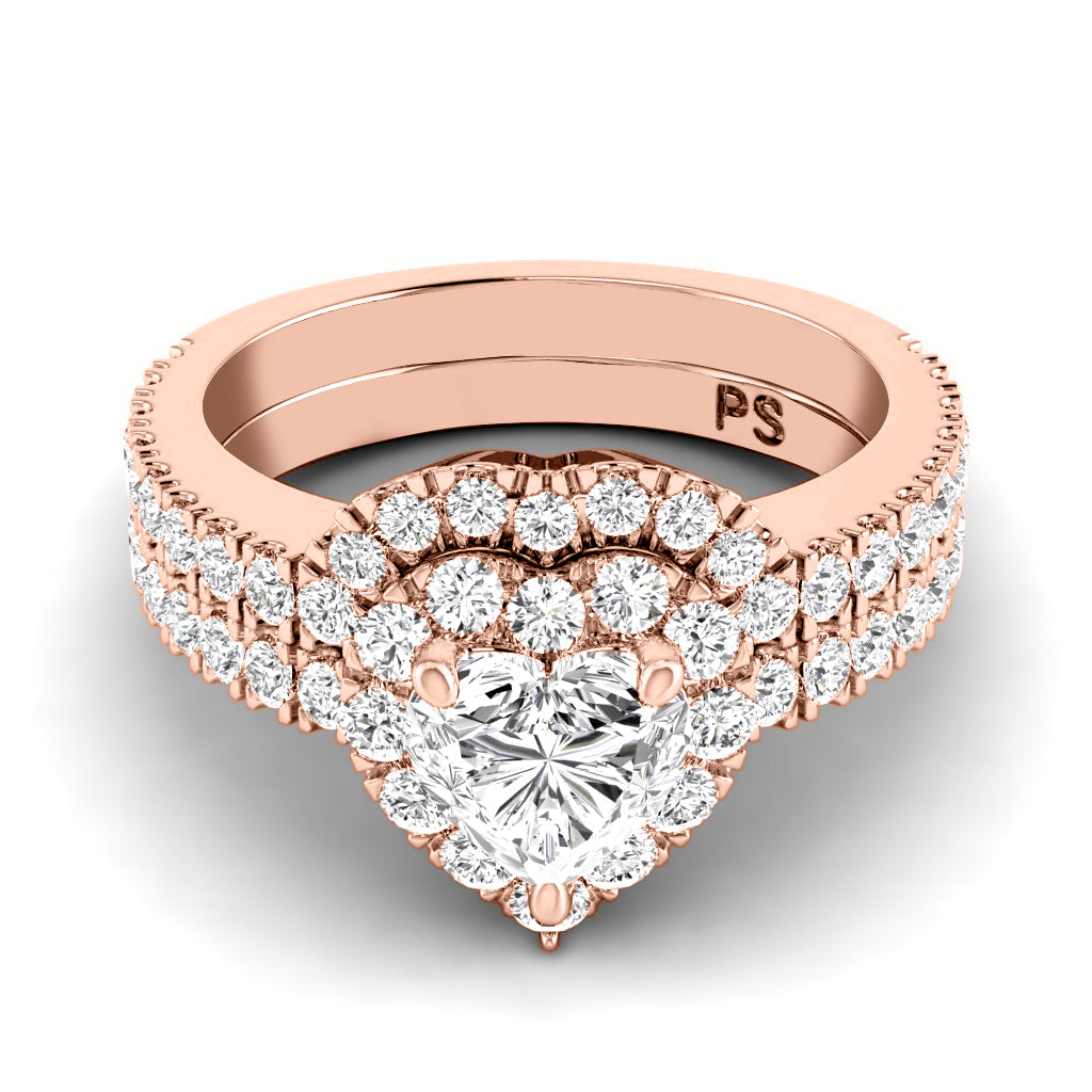 1.10-2.25 CT Round & Heart Cut Diamonds - Bridal Set