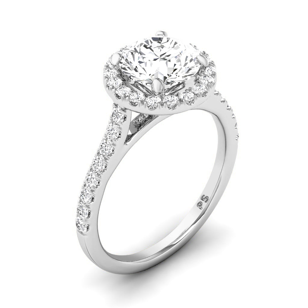 0.95-3.45 CT Round Cut Lab Grown Diamonds - Halo Ring
