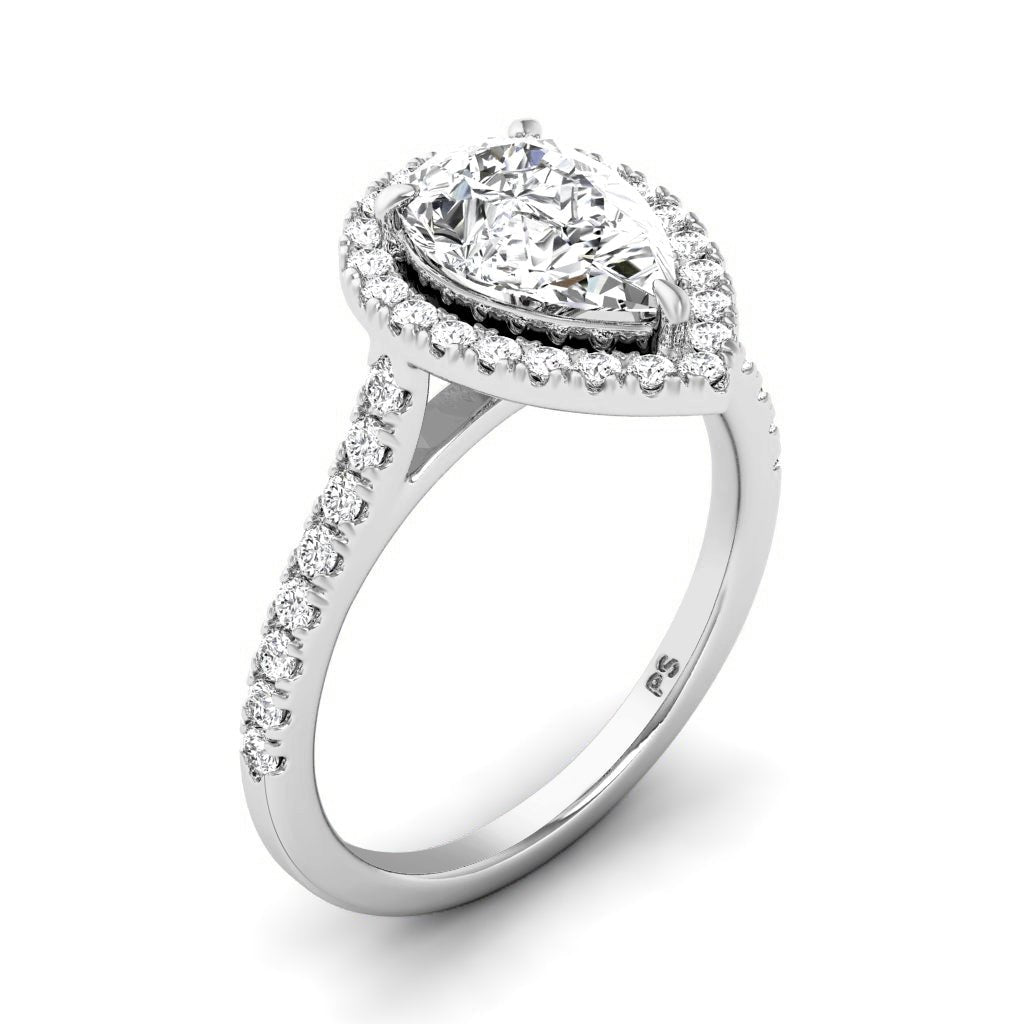 0.95 - 3.45 CT Round & Pear Cut Lab Grown Diamonds - Halo Ring - Primestyle.com