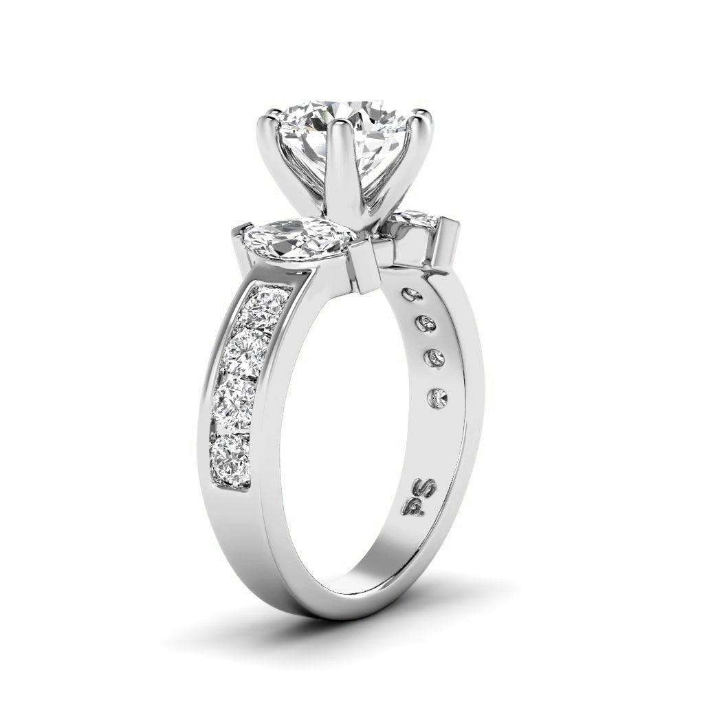 1.35-6.85 CT Marquise & Round Cut Lab Grown Diamonds - Engagement Ring