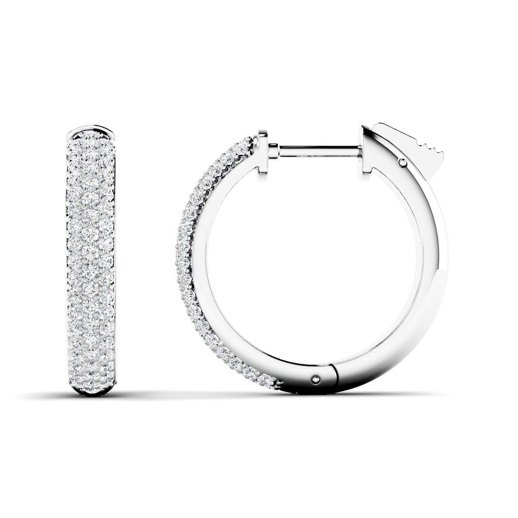 0.75-1.25 CT Round Cut Natural Diamonds - Hoop And Drop Earrings