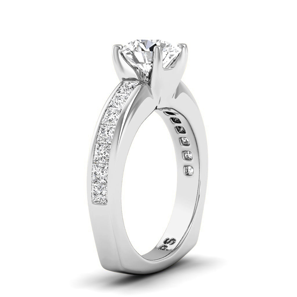 1.05-2.20 CT Princess & Round Cut Diamonds - Engagement Ring