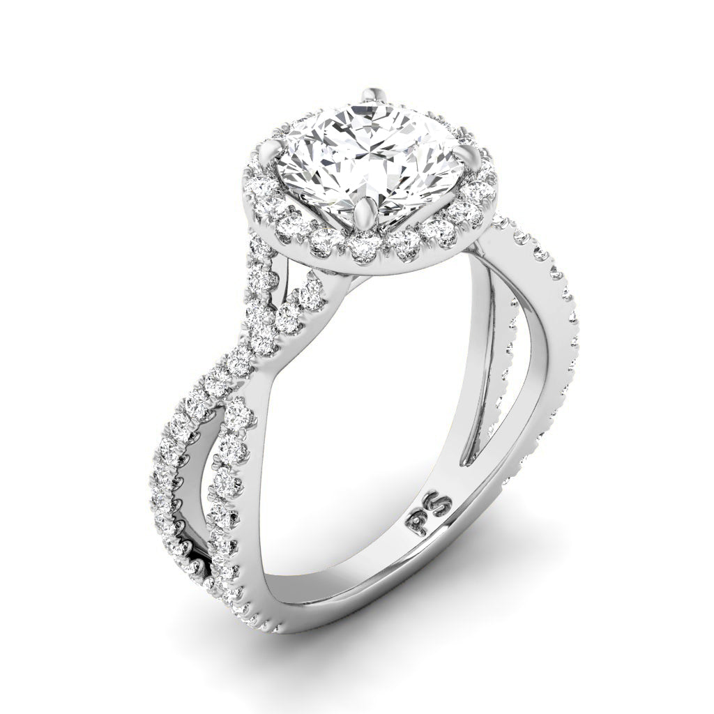 1.10-3.60 CT Round & Oval Cut Lab Grown Diamonds - Halo Ring