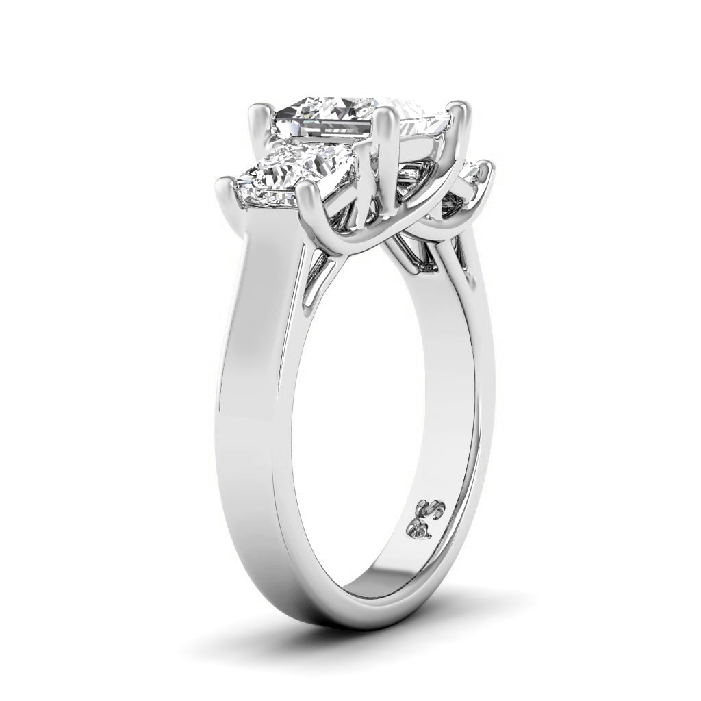 0.90 CT Princess Cut Diamonds - Three Stone Ring