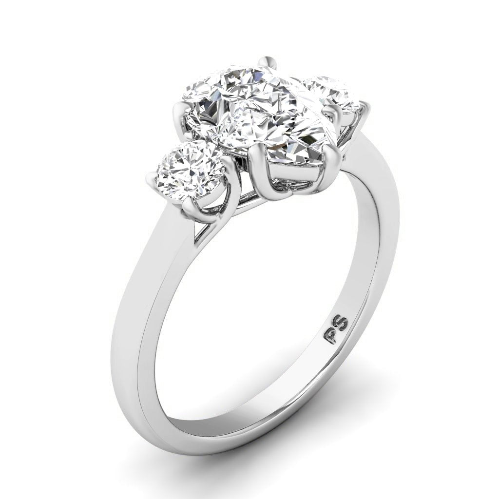 0.95 - 3.45 CT Round & Pear Cut Lab Grown Diamonds - Three Stone Ring - Primestyle.com