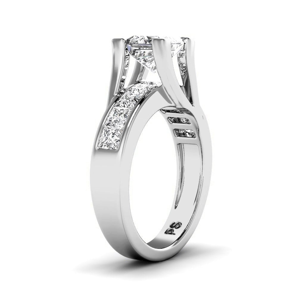 1.55-2.70 CT Princess Cut Natural Diamonds - Engagement Ring