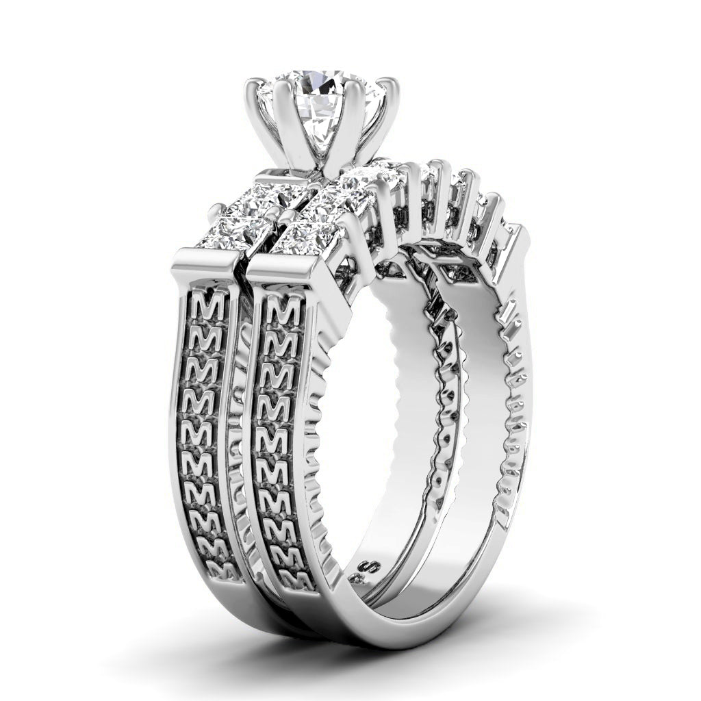 1.90-7.40 CT Princess Cut Diamonds - Bridal Set