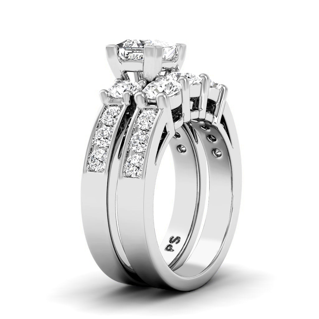 2.15-3.30 CT Round & Princess Cut Diamonds - Bridal Set