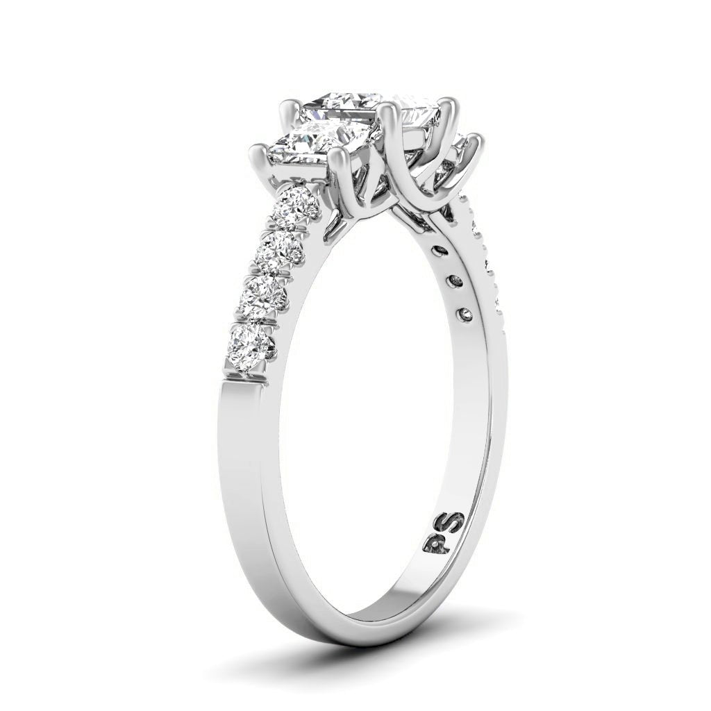 1.15-6.65 CT Princess & Round Cut Diamonds - Three Stone Rings