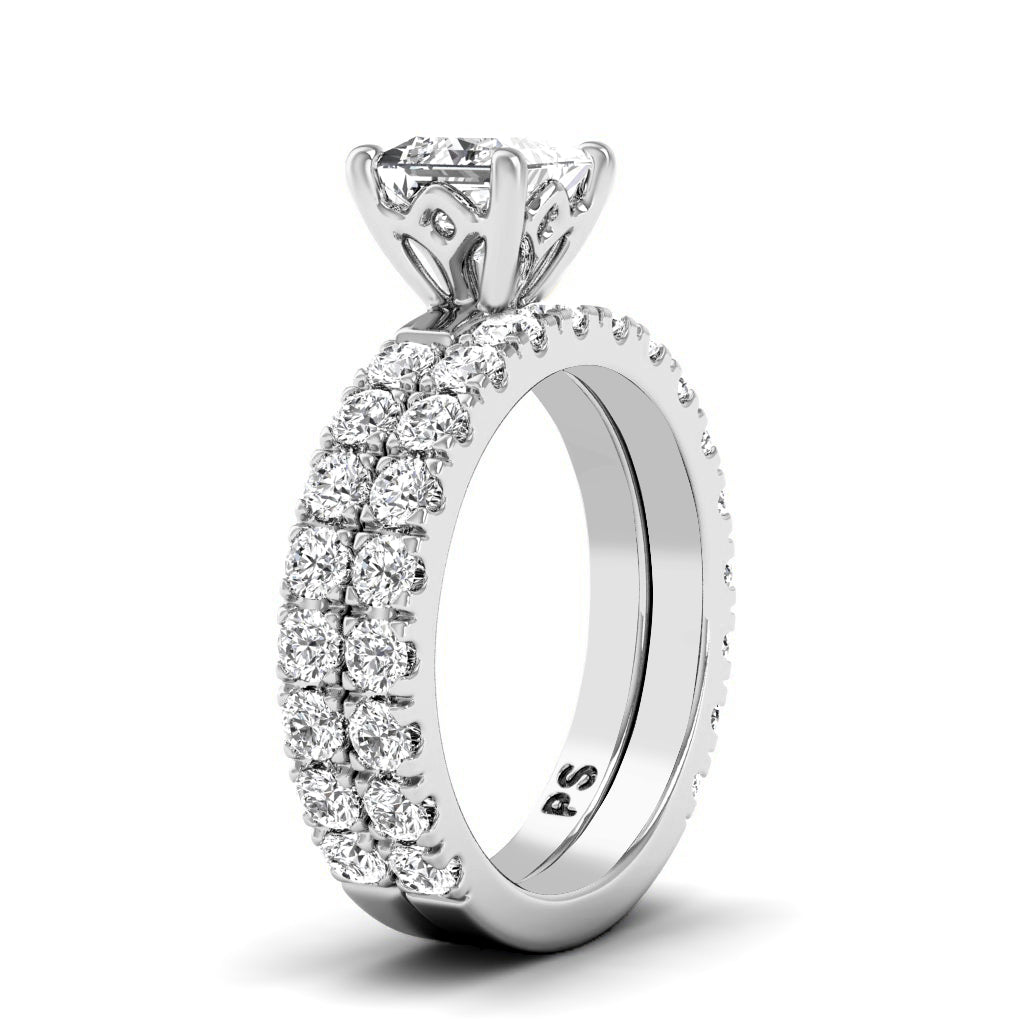 1.75-2.90 CT Princess & Round Cut Natural Diamonds - Bridal Set