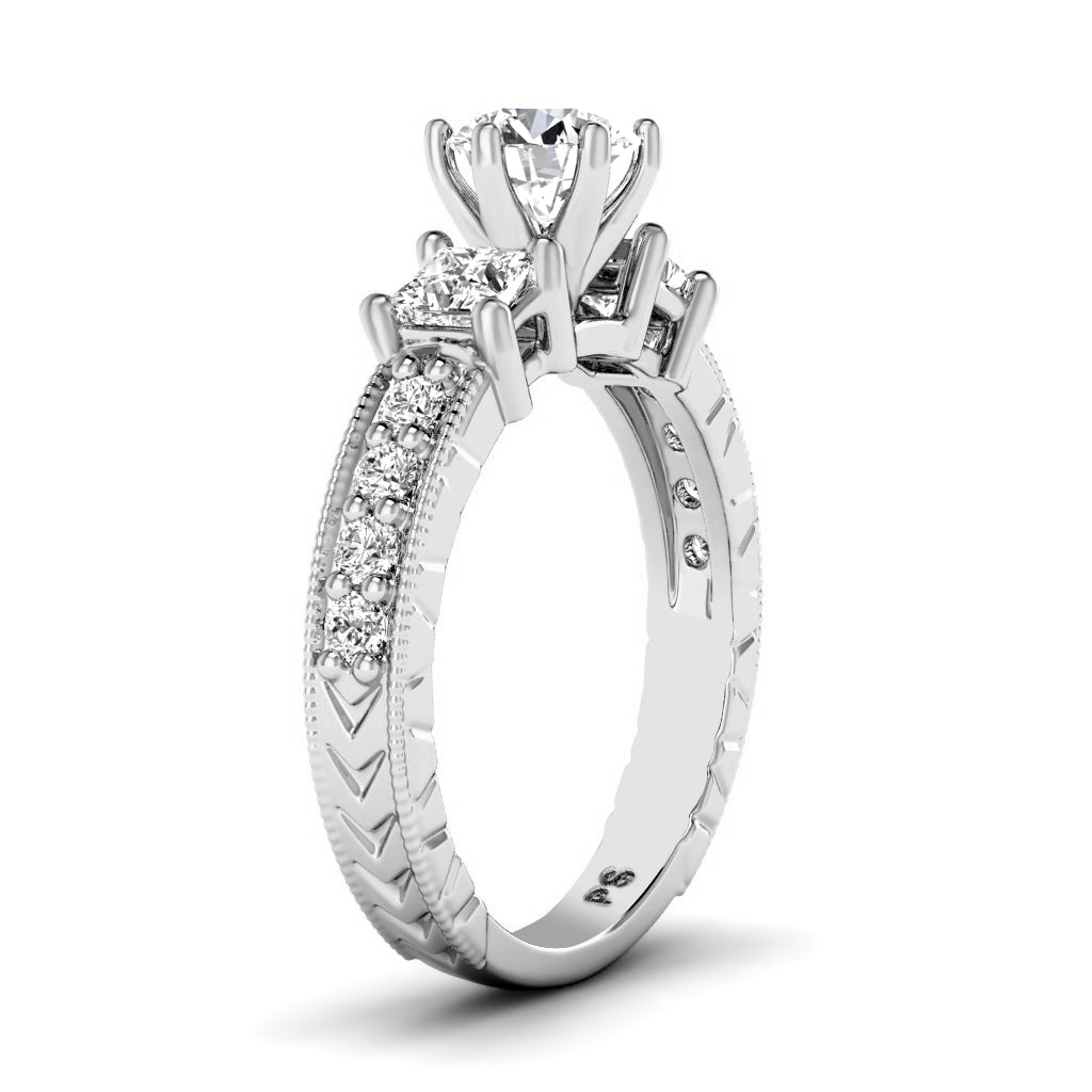 1.05-2.20 CT Round &amp; Princess Cut Diamonds - Engagement Ring