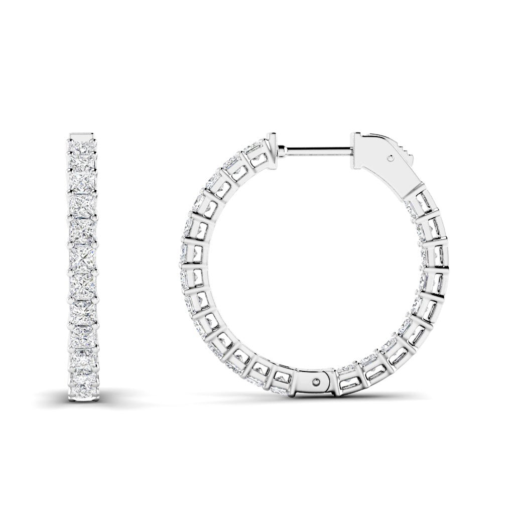 5.50 - 8.50 CT Princess Cut Diamonds - Hoop and Drop Earrings - Primestyle.com