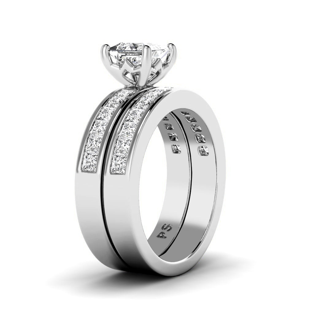 2.10-3.25 CT Princess Cut Natural Diamonds - Bridal Set