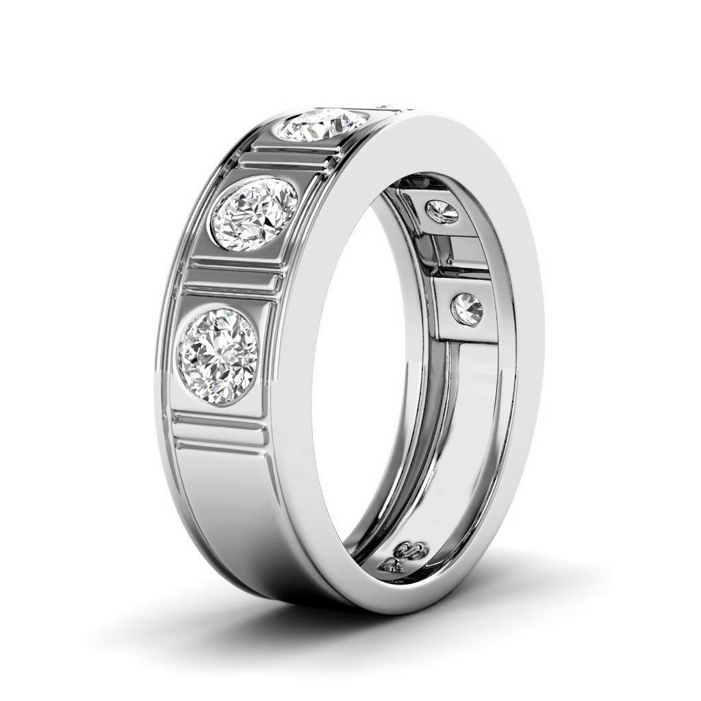 1.50 CT Round Cut Lab Grown Diamonds - Mens Wedding Band