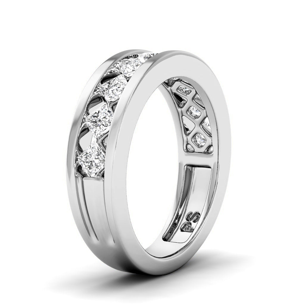 0.90 CT Princess Cut Natural Diamonds - Wedding Band